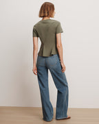 Veronica Beard Syverin Peplum T-Shirt - Stone Army