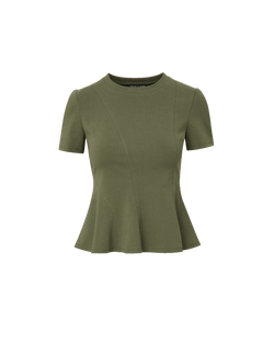 Veronica Beard Syverin Peplum T-Shirt - Stone Army