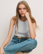 Veronica Beard Jordyn Cropped Tank Top - River Mist
