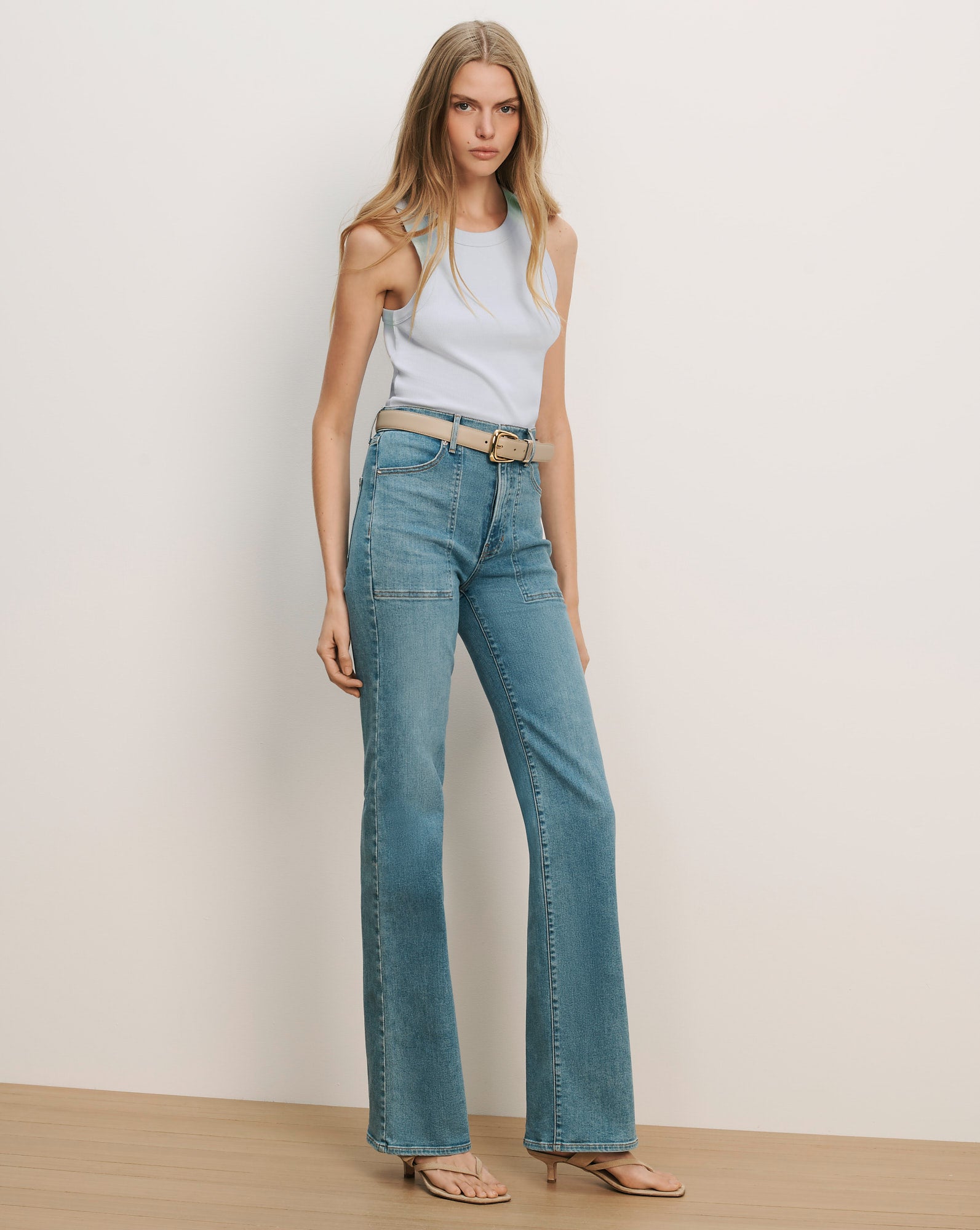 Jordyn Cropped Tank Top in Light Blue | Veronica Beard