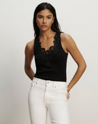 Veronica Beard Narcisa Embroidered Tank Top - Black