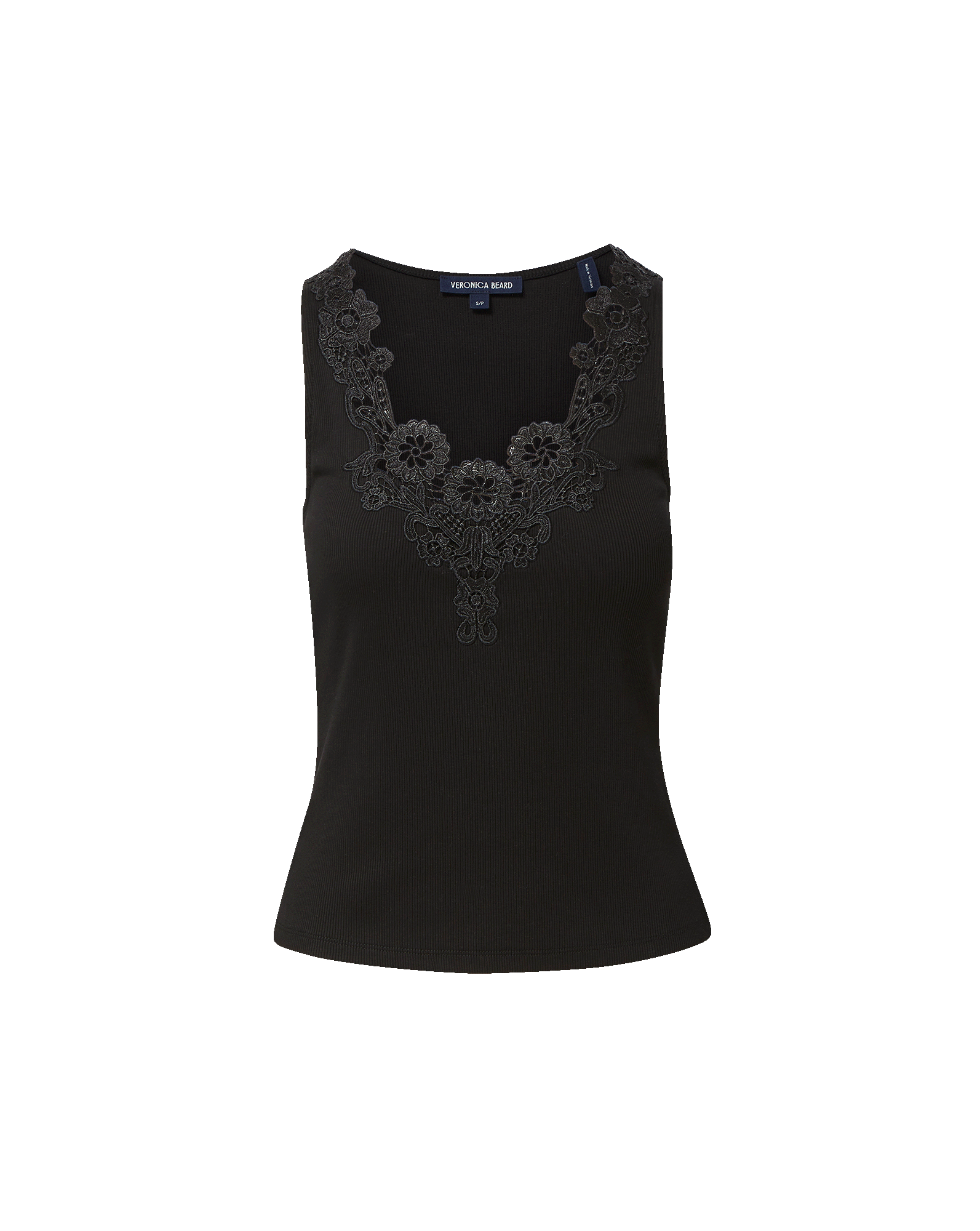 Veronica Beard Narcisa Embroidered Tank Top - Black