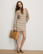Veronica Beard Novien Crochet Mini Dress - Deep Ochre/Dove White Multi