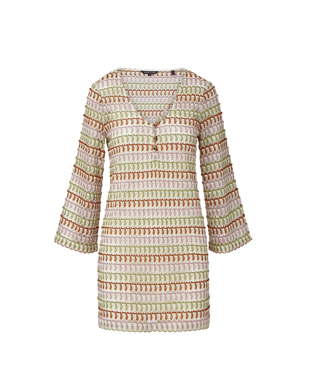 Veronica Beard Novien Crochet Mini Dress - Deep Ochre/Dove White Multi