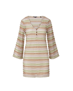 Veronica Beard Novien Crochet Mini Dress - Deep Ochre/Dove White Multi