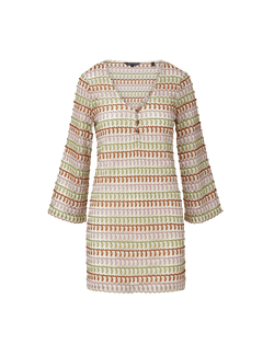 Veronica Beard Novien Crochet Mini Dress - Deep Ochre/Dove White Multi
