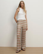 Veronica Beard Fatima Crochet Wide-Leg Pant - Deep Ochre/Dove White Multi