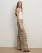 Veronica Beard Fatima Crochet Wide-Leg Pant - Deep Ochre/Dove White Multi