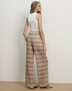 Veronica Beard Fatima Crochet Wide-Leg Pant - Deep Ochre/Dove White Multi