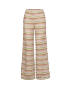 Veronica Beard Fatima Crochet Wide-Leg Pant - Deep Ochre/Dove White Multi