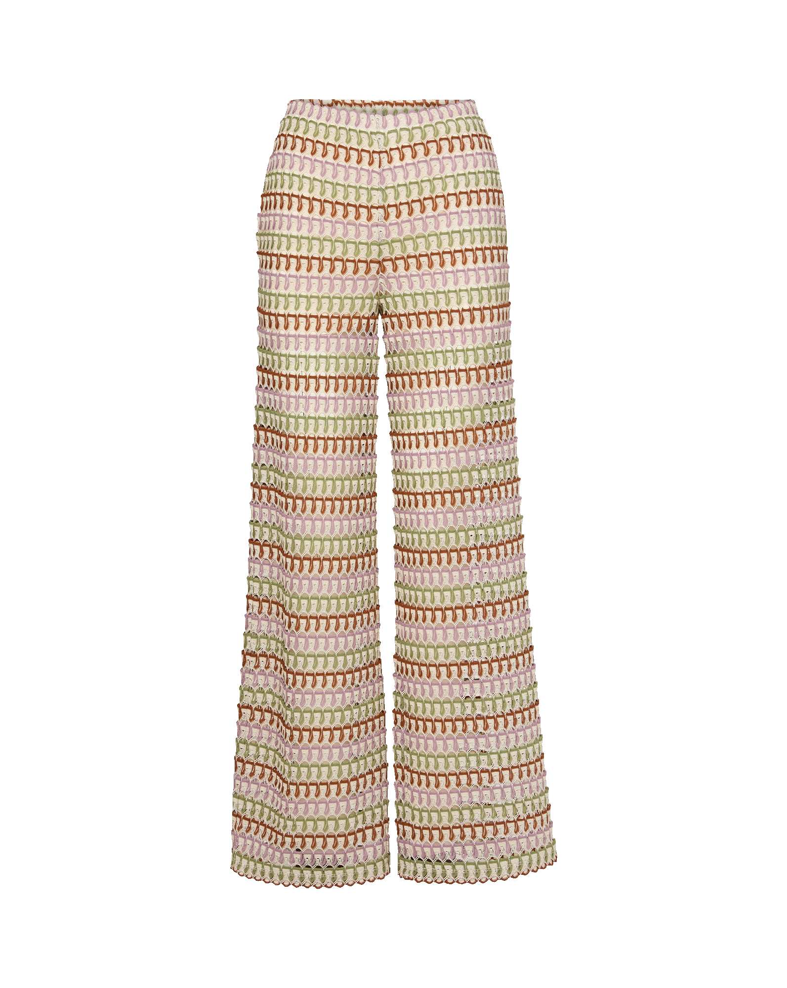 Veronica Beard Fatima Crochet Wide-Leg Pant - Deep Ochre/Dove White Multi