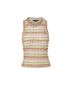 Veronica Beard Rhett Crochet Tank Top - Deep Ochre Dove Multi