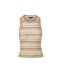 Veronica Beard Rhett Crochet Tank Top - Deep Ochre Dove Multi