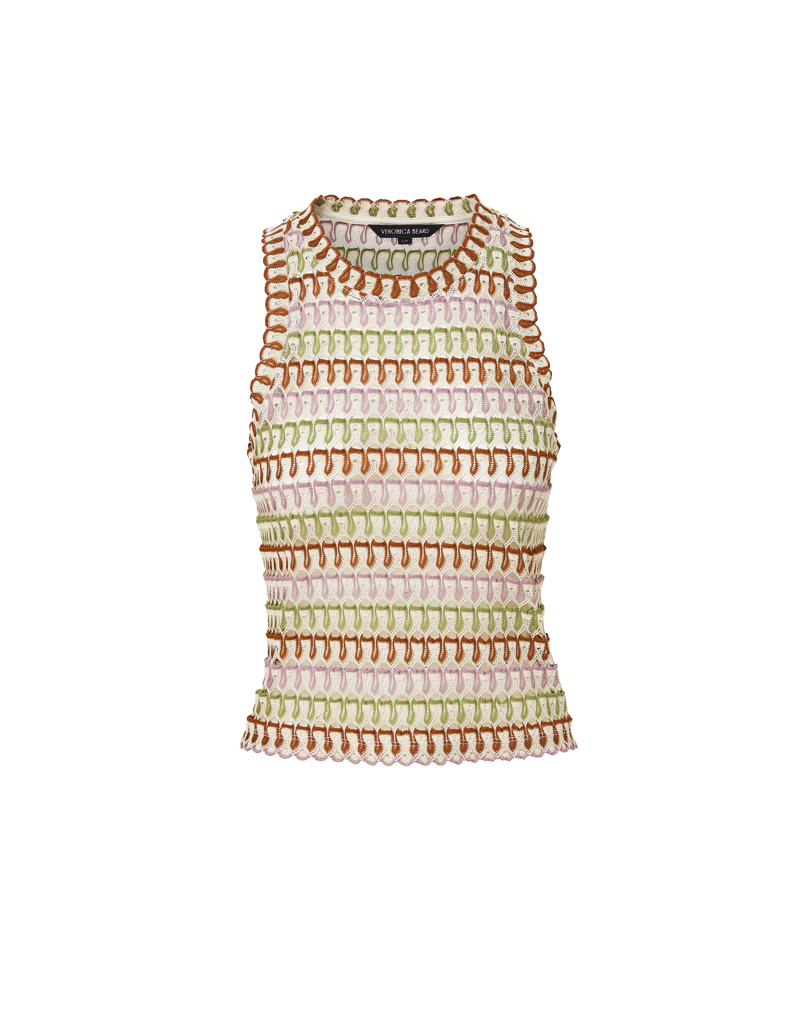 Veronica Beard Rhett Crochet Tank Top - Deep Ochre Dove Multi