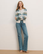 Veronica Beard Laurinor Linen-Blend Cardigan - Dove White Sage Blue River