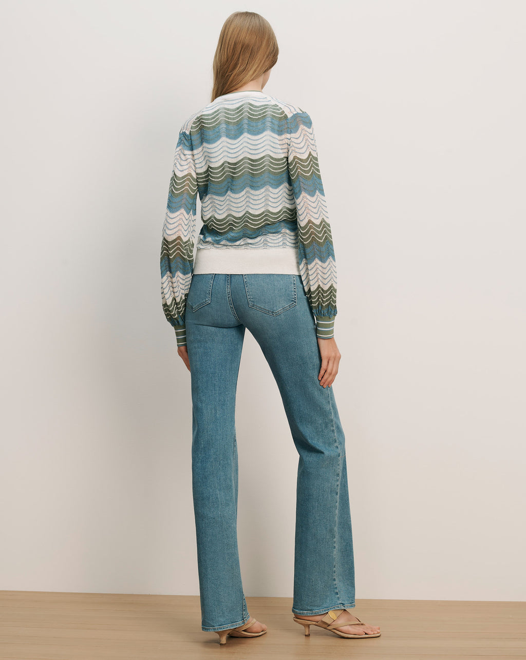 Veronica Beard Laurinor Linen-Blend Cardigan - Dove White Sage Blue River