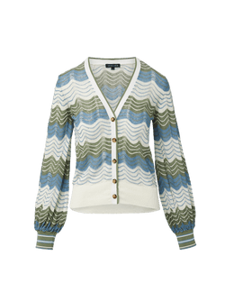 Veronica Beard Laurinor Linen-Blend Cardigan - Dove White Sage Blue River