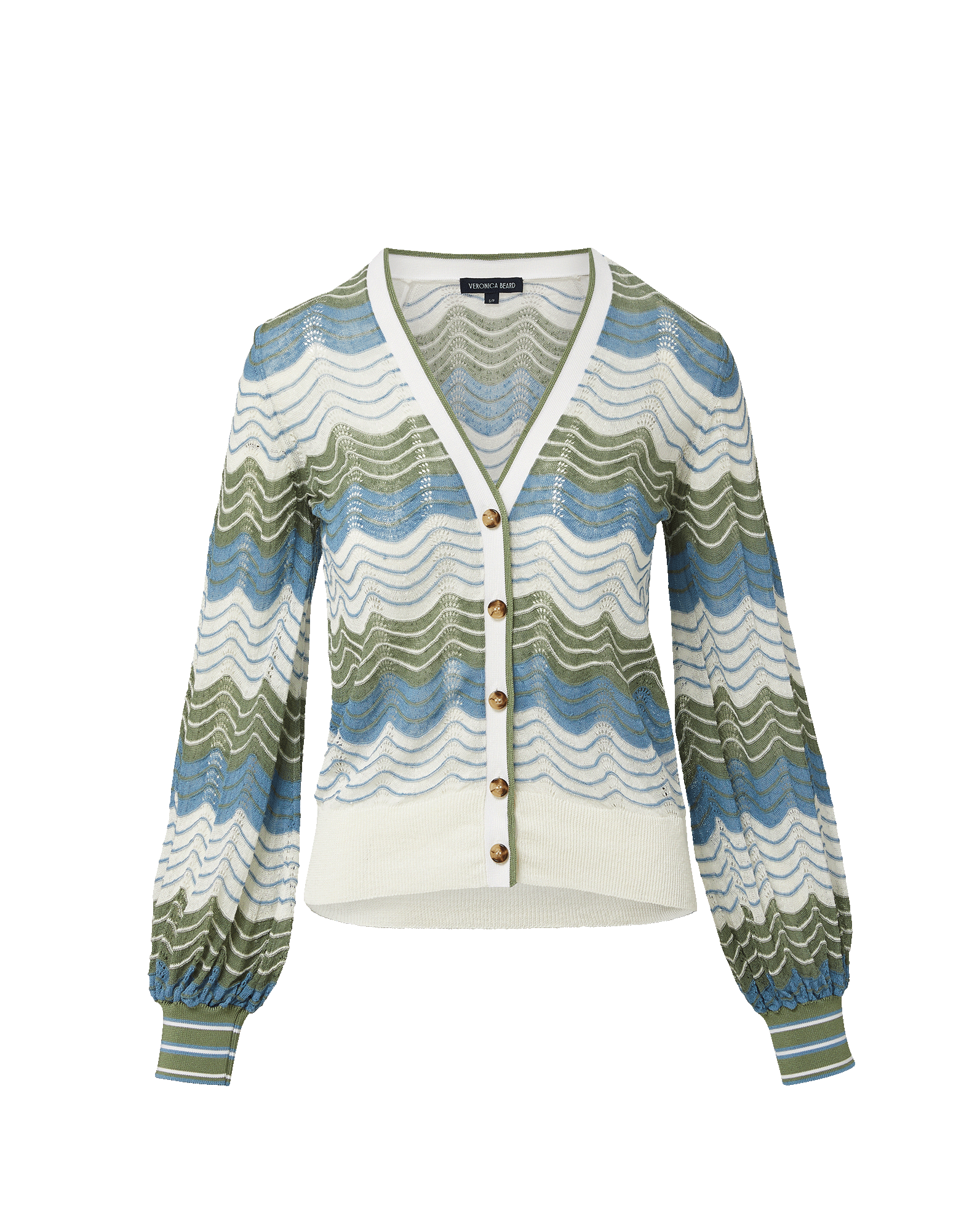 Veronica Beard Laurinor Linen-Blend Cardigan - Dove White Sage Blue River