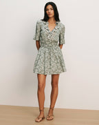 Veronica Beard Gallagher Floral Mini Dress - Sage/Dove White