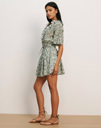 Veronica Beard Gallagher Floral Mini Dress - Sage/Dove White