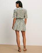 Veronica Beard Gallagher Floral Mini Dress - Sage/Dove White