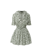 Veronica Beard Gallagher Floral Mini Dress - Sage/Dove White
