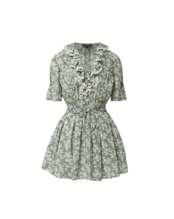 Veronica Beard Gallagher Floral Mini Dress - Sage/Dove White