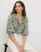 Veronica Beard Williamsen Floral Blouse - Sage/Dove