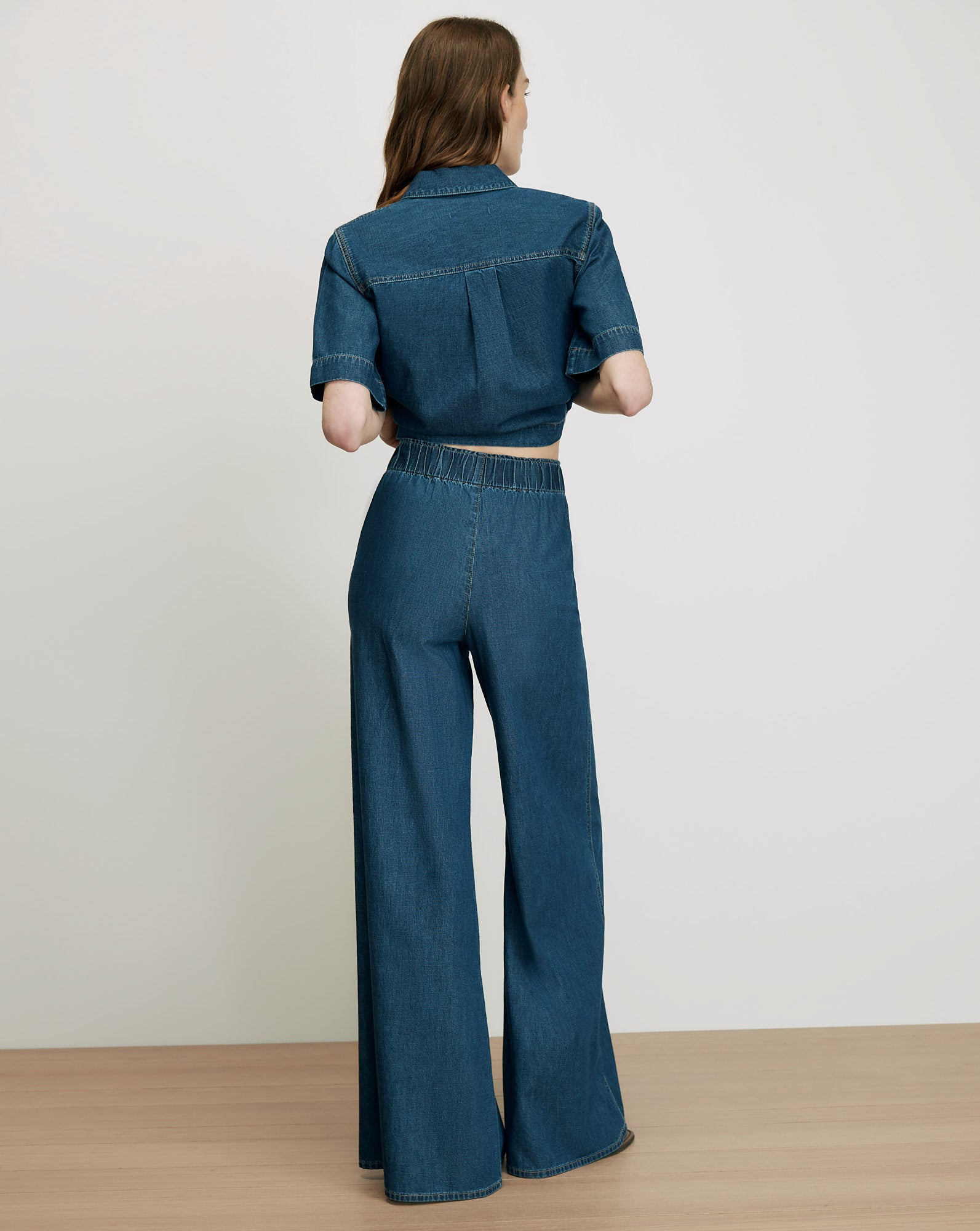 Veronica Beard Digby Wide-Leg Chambray Pant - Starry Night