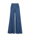 Veronica Beard Blue denim wide-leg pants with front pockets.