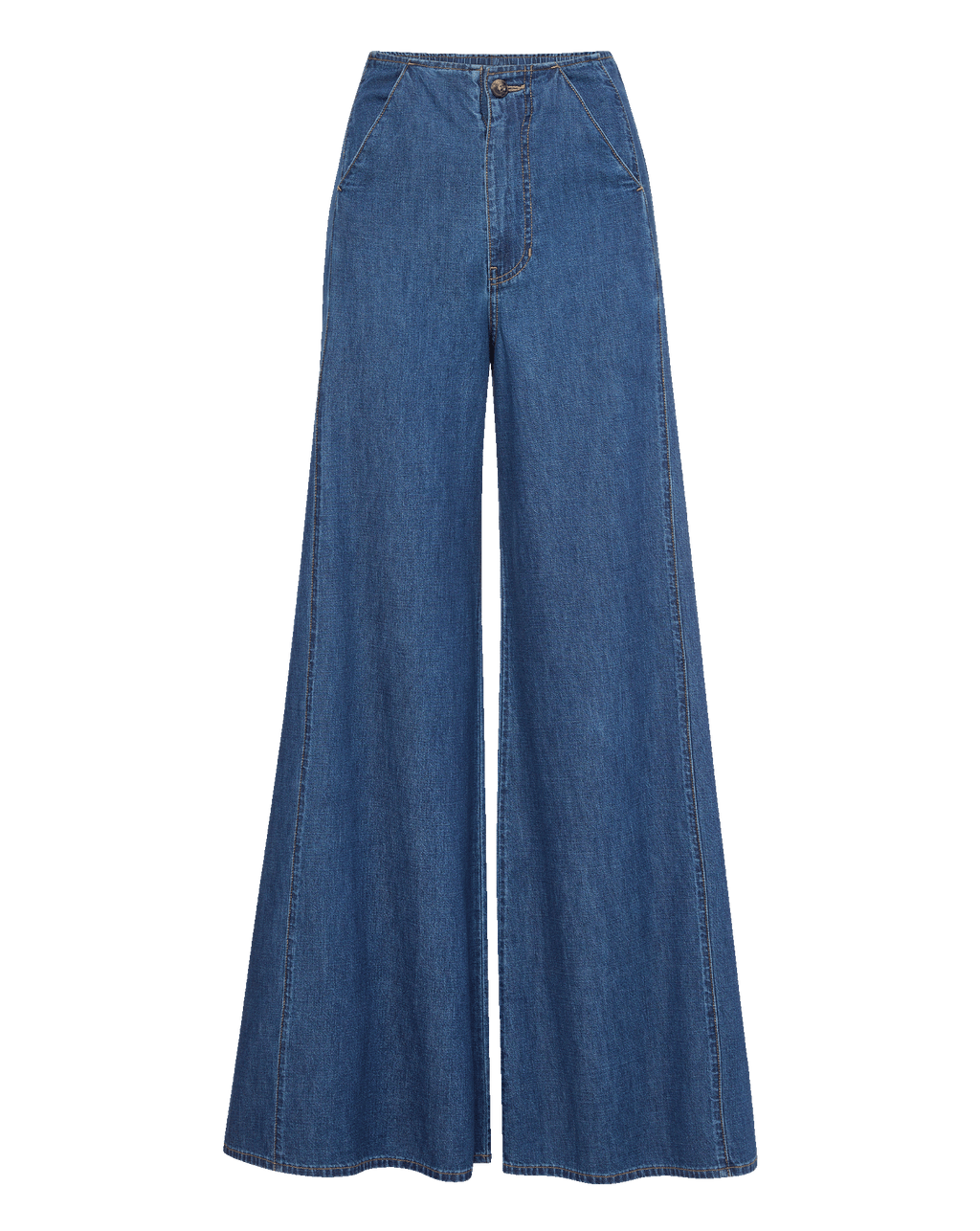 Veronica Beard Digby Wide-Leg Chambray Pant - Starry Night