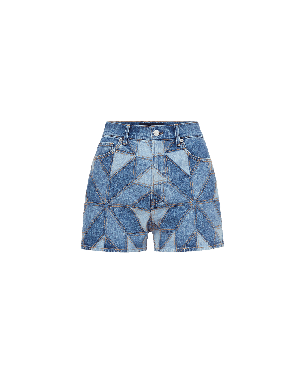 Veronica Beard Elijah Short W/ Denim Quilt Patchwork - Prism Blue
