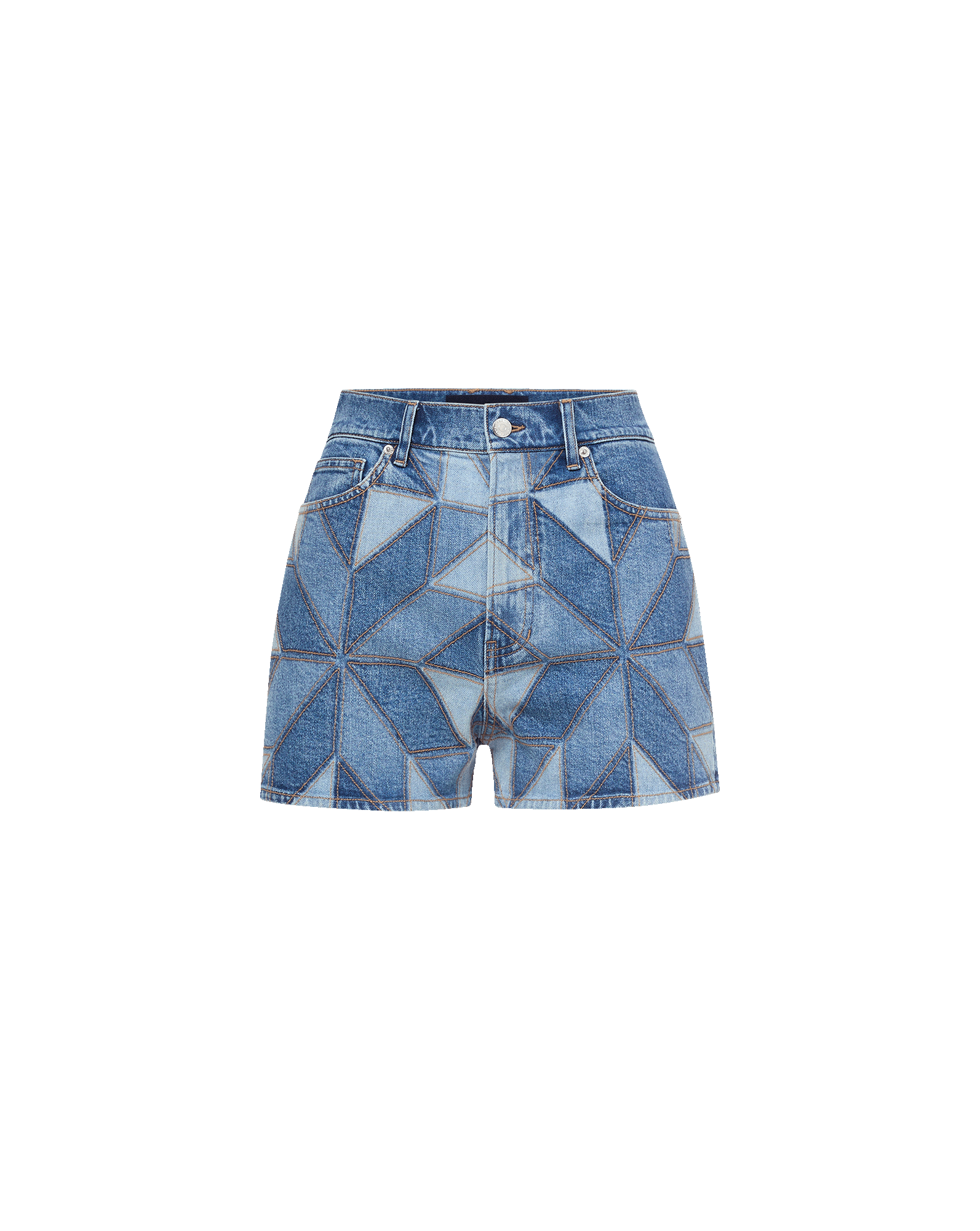 Veronica Beard Elijah Short W/ Denim Quilt Patchwork - Prism Blue