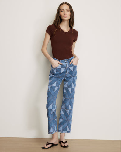 Veronica Beard Dylan Ankle High Rise Straight - Prism Blue