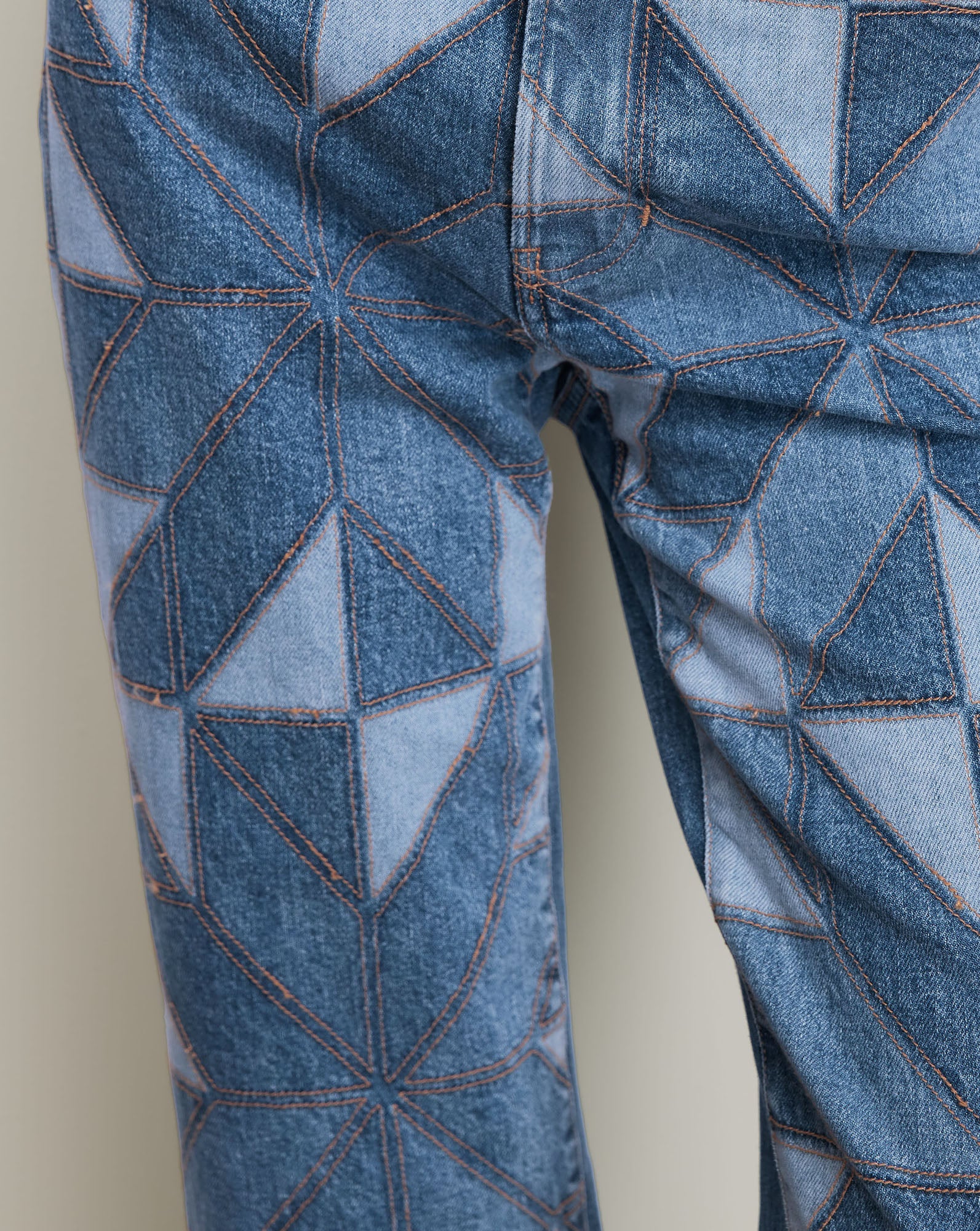 Dylan Quilt-Print Straight-Leg Jean in Prism Blue | Veronica Beard