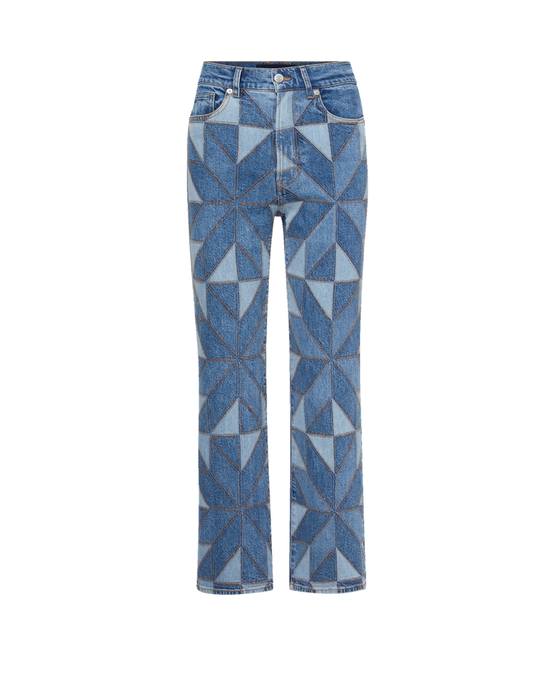 Dylan Patch-Pocket Straight-Leg Jean in Medium Blue Denim Orbit