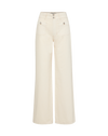 Veronica Beard Cream wide-leg denim jeans with front patch pockets.
