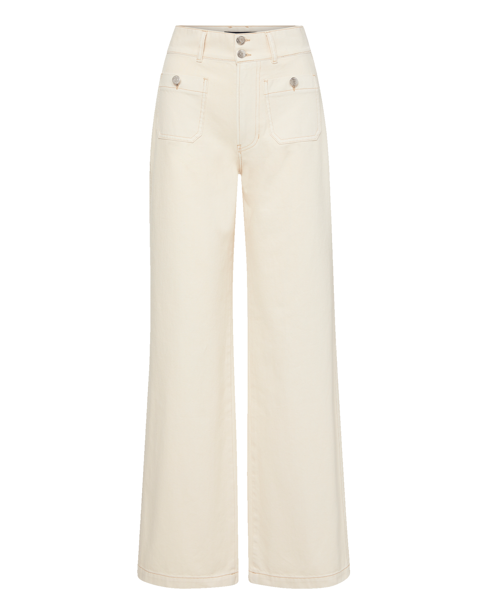 Veronica Beard Taylor Patch-Pocket Wide-Leg Jean - Ecru