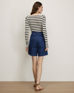 Veronica Beard Blue denim shorts with front pleats.