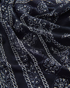 Veronica Beard Black mesh dress with white bandana print.