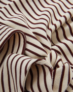 Veronica Beard Cream and brown wavy striped knit fabric.