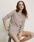 Veronica Beard White and burgundy striped knit shorts.