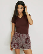 Veronica Beard Devin V-Neck Tee - Raisin