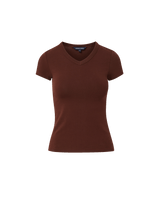 Veronica Beard Brown V-neck fitted T-shirt.