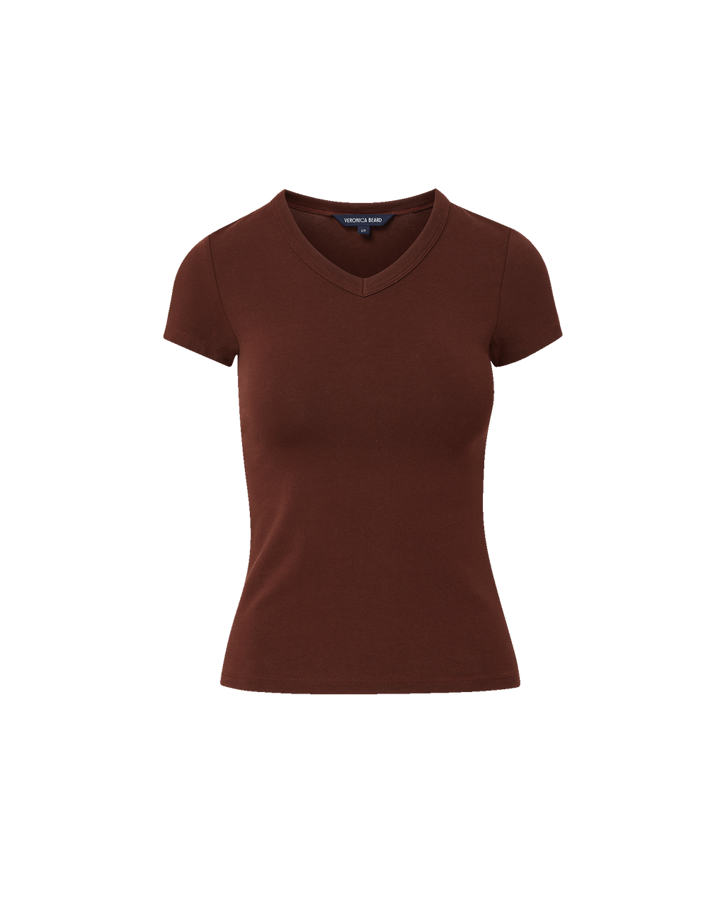 Veronica Beard Devin V-Neck Tee - Raisin