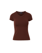 Veronica Beard Brown V-neck fitted T-shirt.