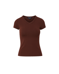 Veronica Beard Brown V-neck fitted T-shirt.