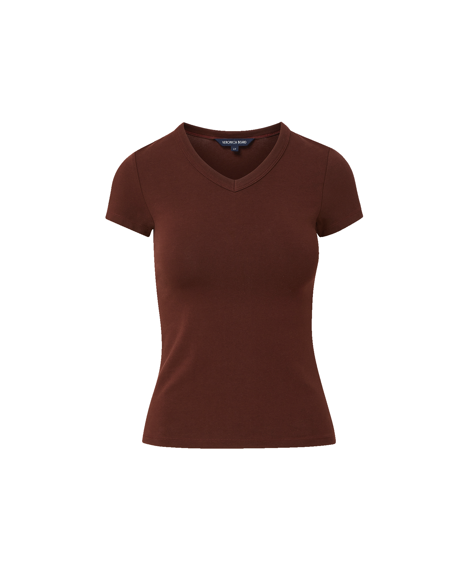Veronica Beard Devin V-Neck Tee - Raisin