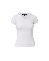 Veronica Beard White cotton fitted V-neck t-shirt