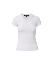 Veronica Beard White cotton fitted V-neck t-shirt